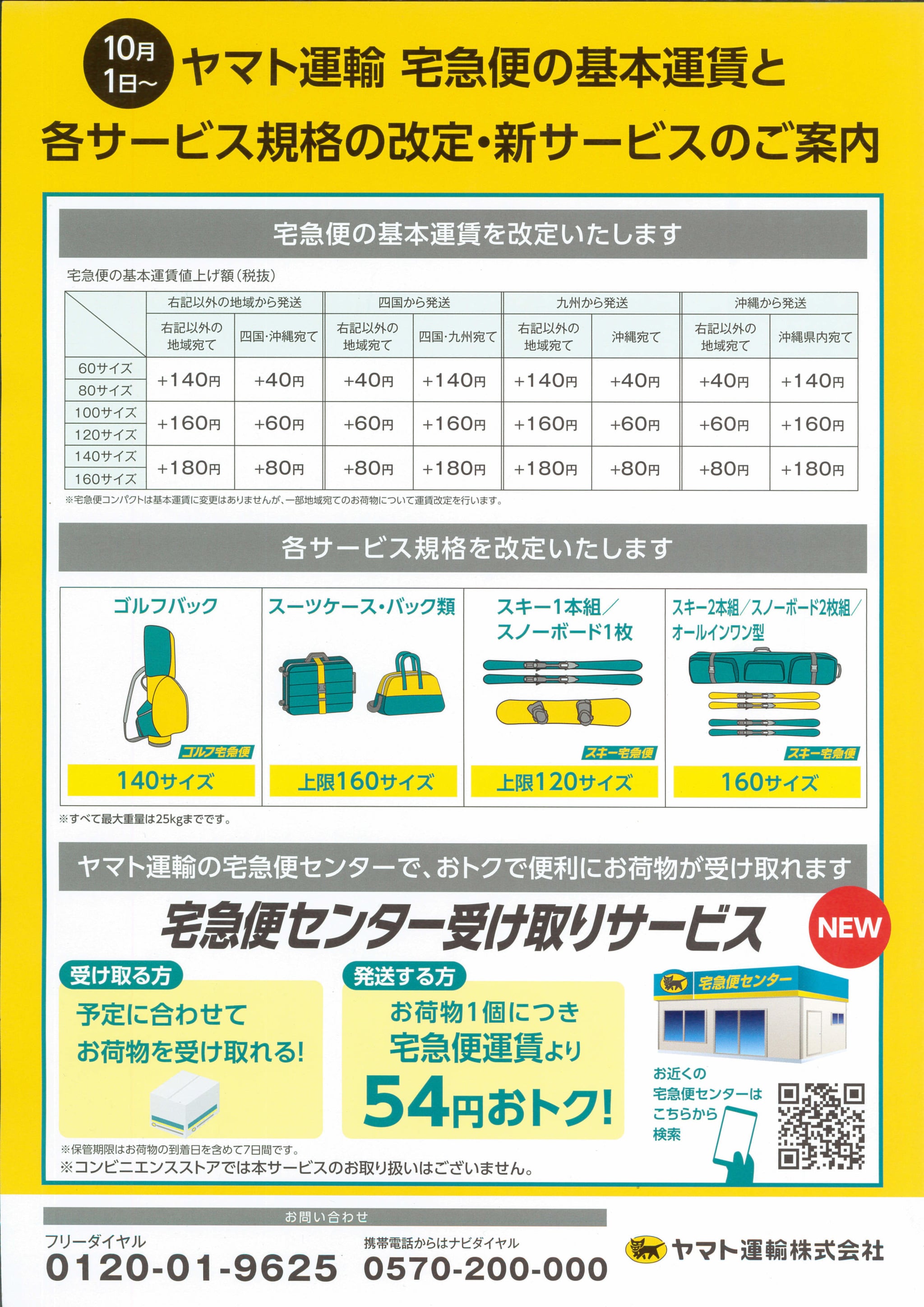 【ヤマト運輸】運賃・サービス規格の改定と新サービスのご案内